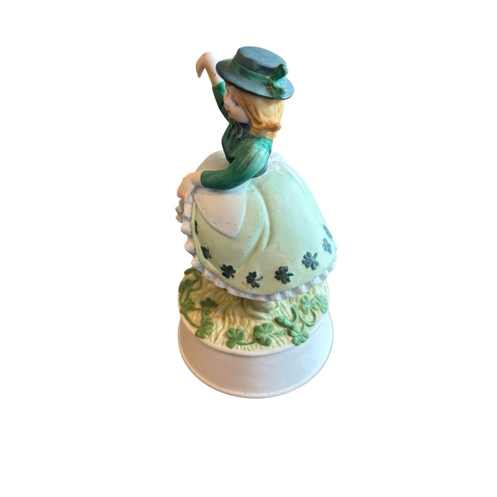 SCHMID BROS Japan Music Box‎ My Wild Irish Rose Girl Shamrocks  1984 - Picture 2 of 5